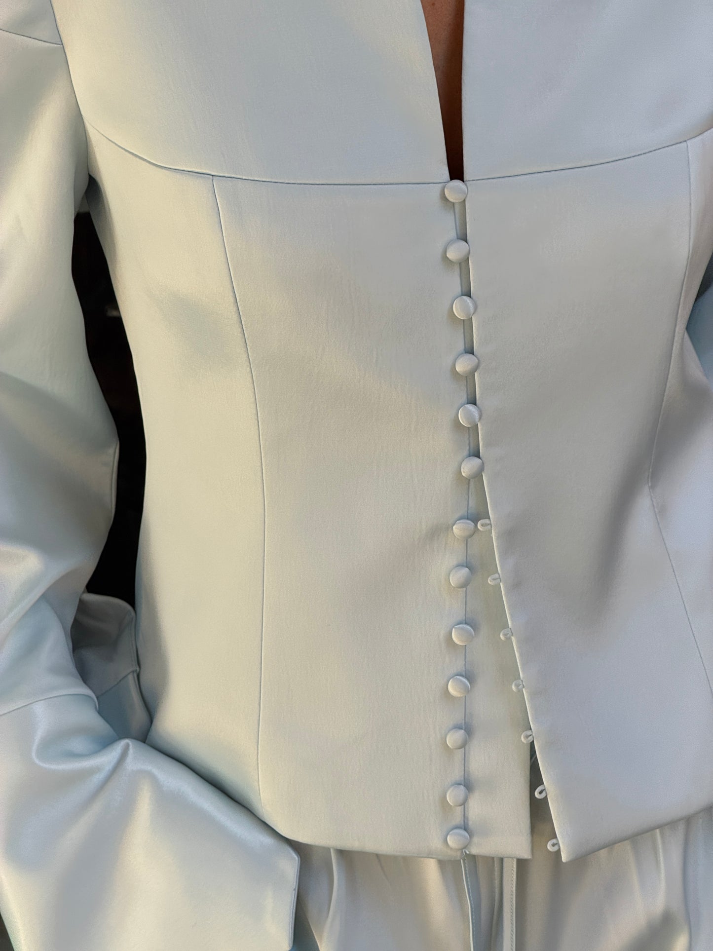 MARGOT STRUCTURED BLAZER | BLUE SATIN