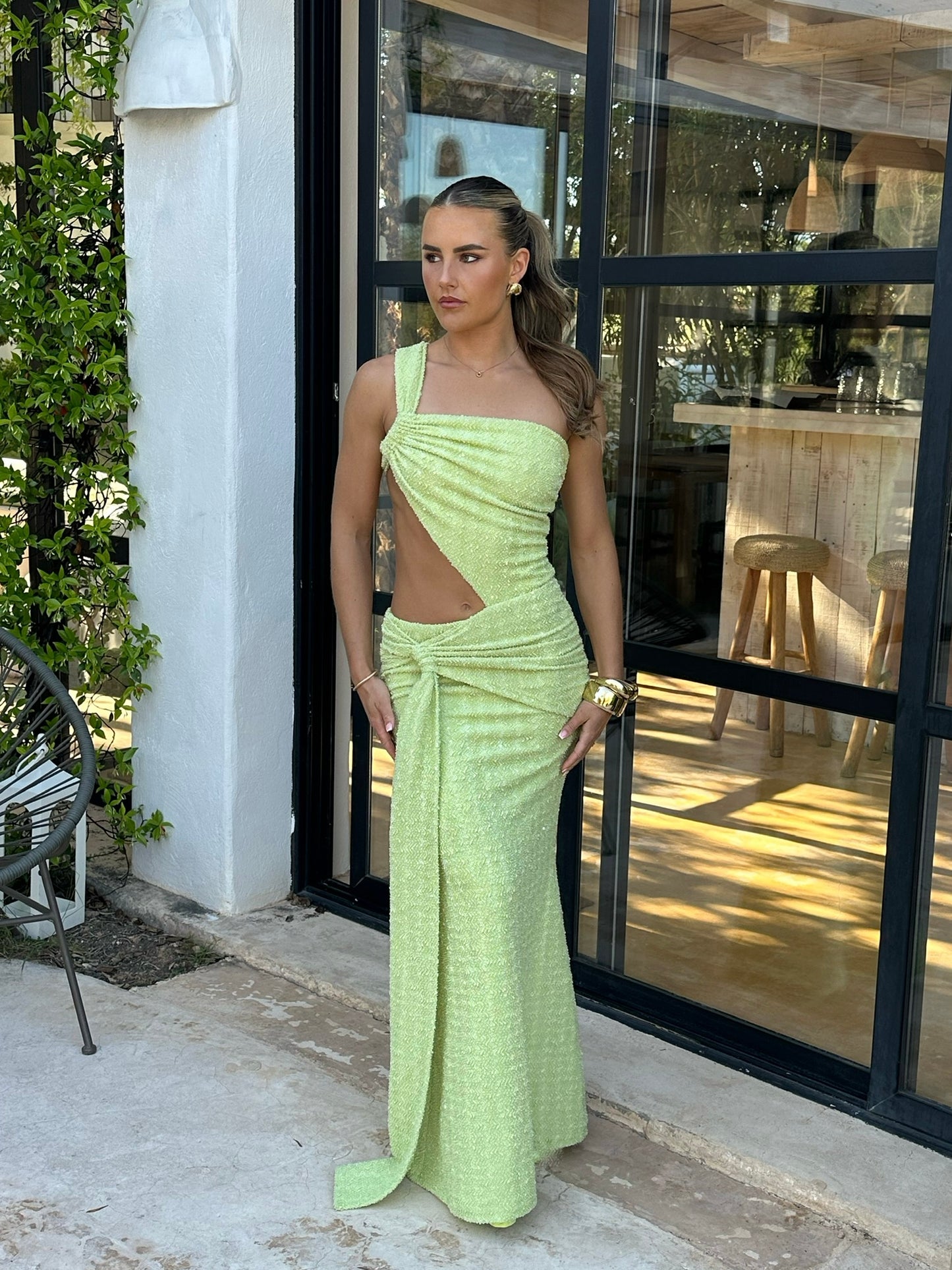 Nobu Boucle Knit Maxi Dress - Green