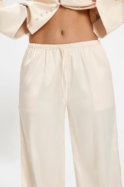 SATIN FLARED PANTS | BLUSH