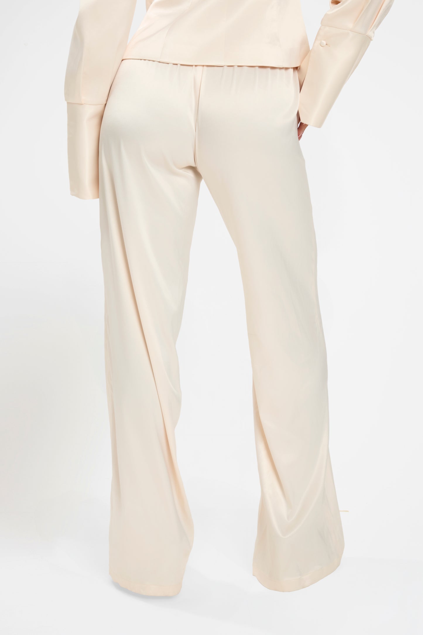 SATIN FLARED PANTS | BLUSH