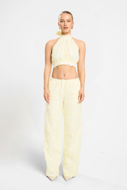 ESME EMBRODIED PANT SET | LEMON