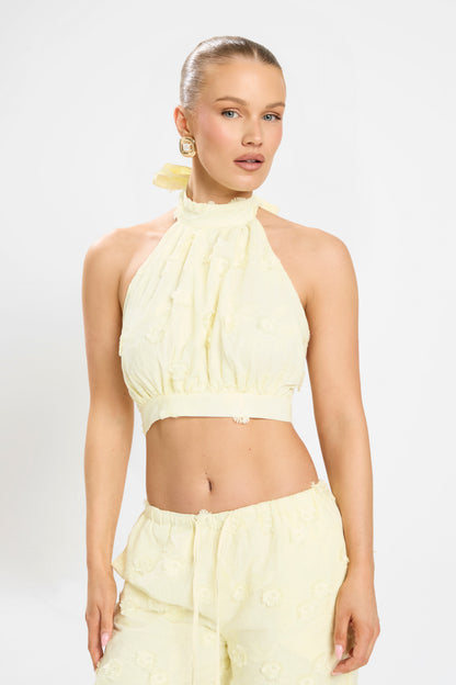 ESME EMBRODIED PANT SET | LEMON