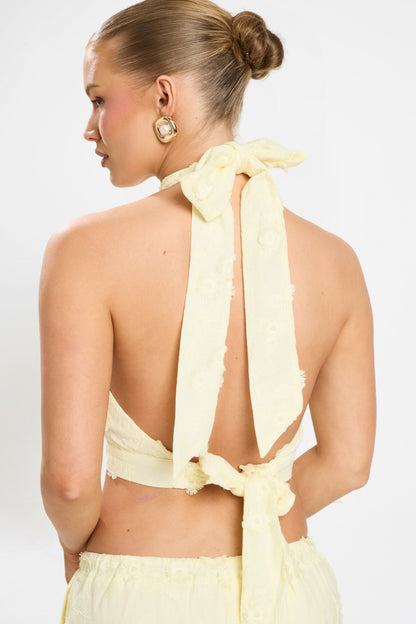 ESME EMBRODIED PANT SET | LEMON