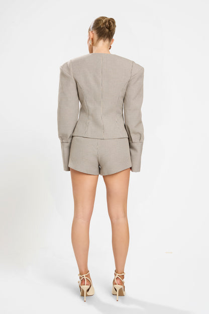 MARGOT TAILORED SHORTS | NUDE CHECKED