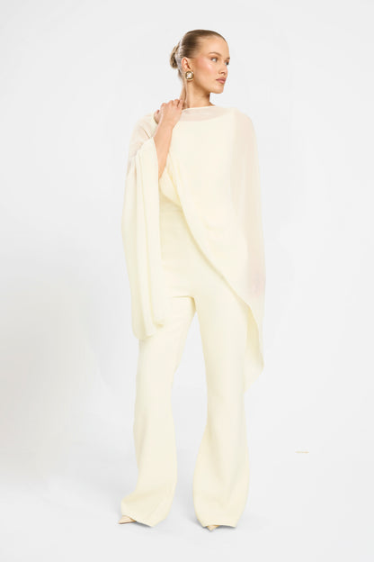 CHIFFON OVERLAY JUMPSUIT | LEMON