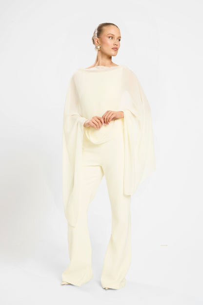 CHIFFON OVERLAY JUMPSUIT | LEMON