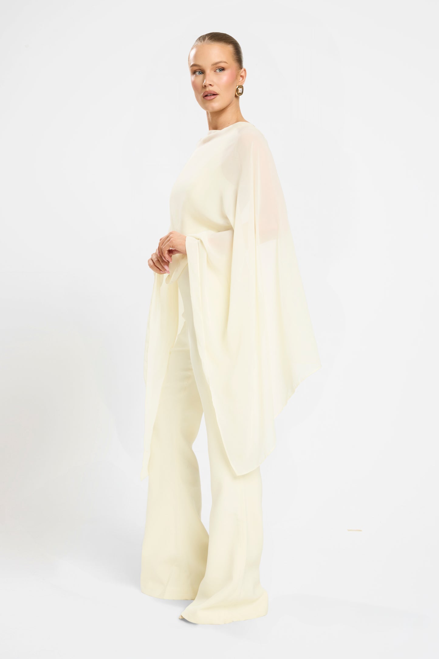 CHIFFON OVERLAY JUMPSUIT | LEMON