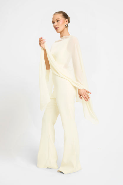 CHIFFON OVERLAY JUMPSUIT | LEMON
