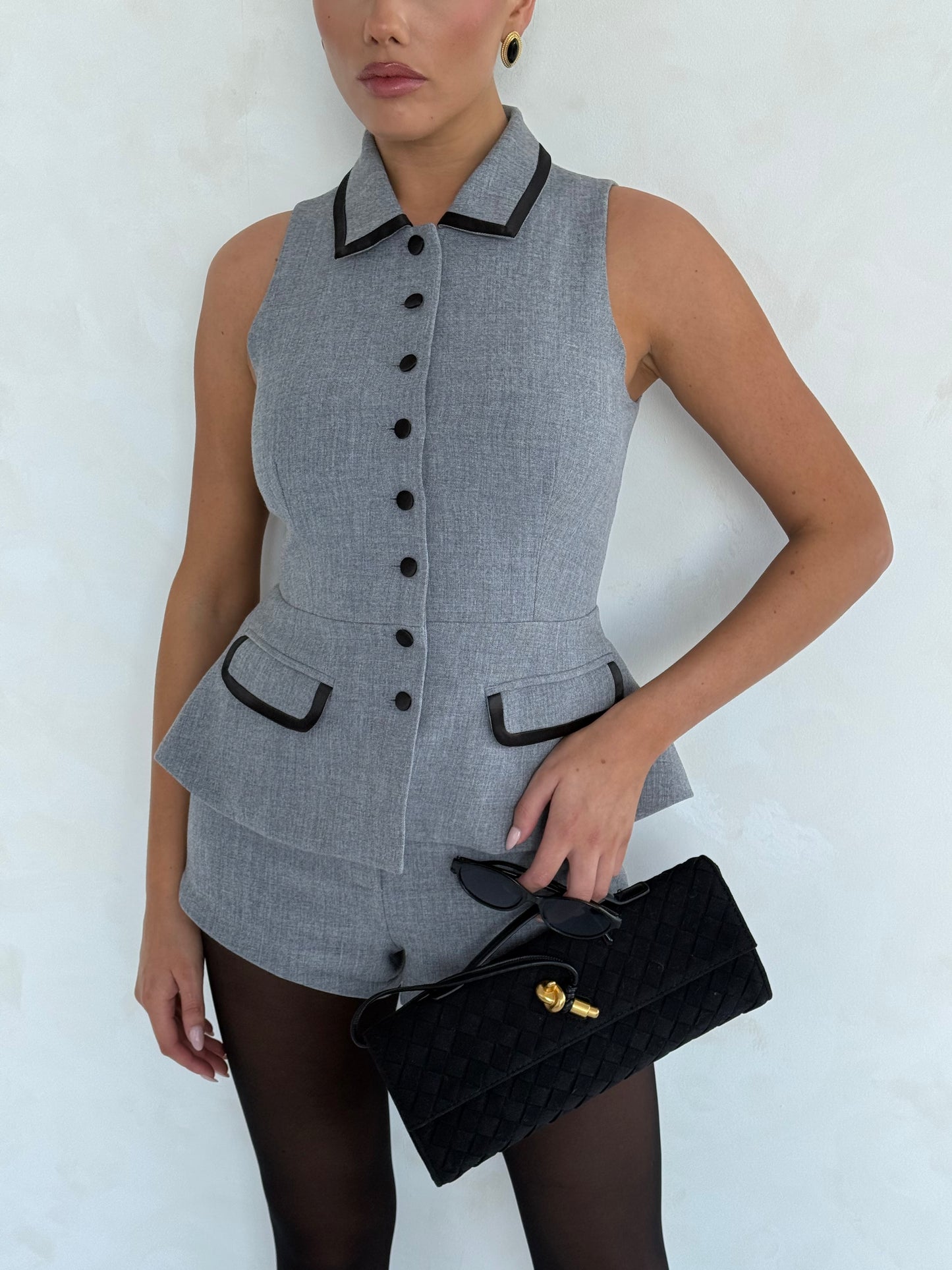 HARPER PEPLUM WASITCOAT | GREY