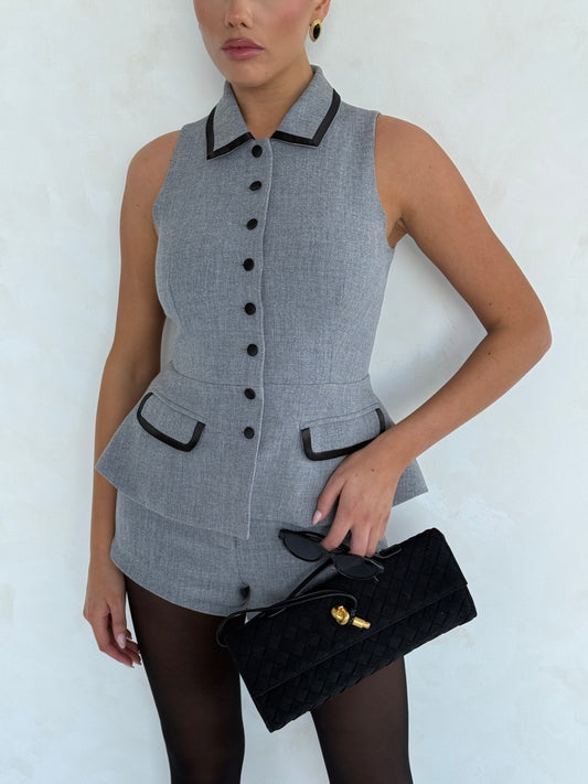 HARPER PEPLUM WASITCOAT | GREY