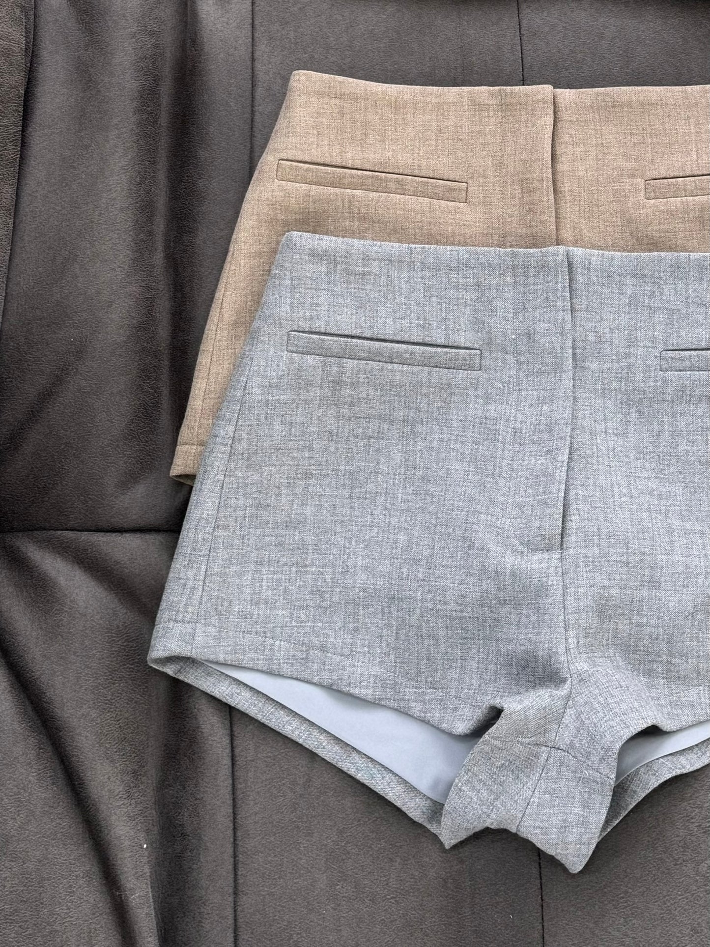 HARPER TAILORED MICRO SHORTS | GREY